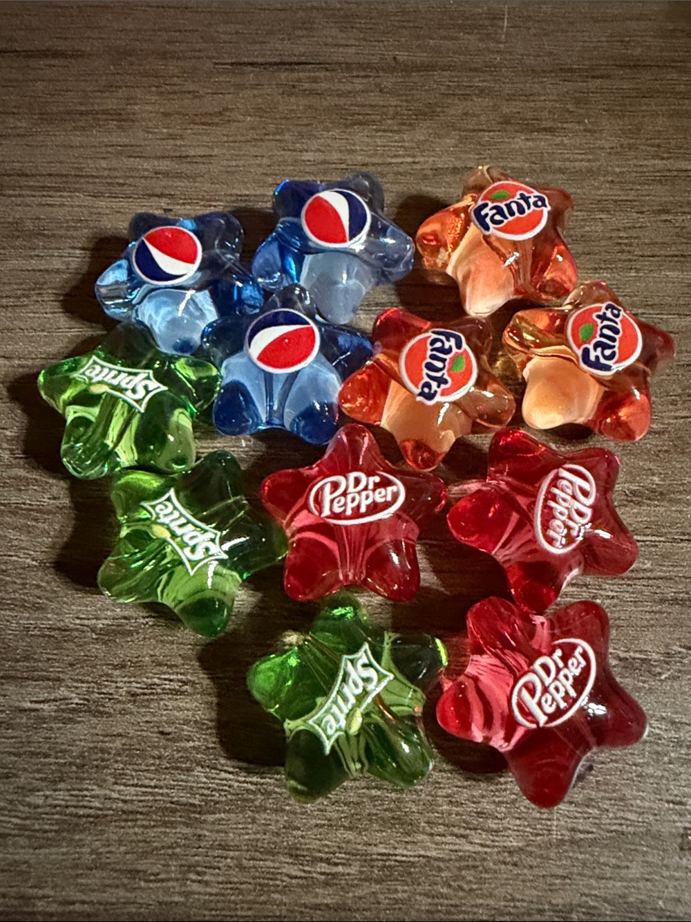 12 pc lot of Star shaped Soda Beads
